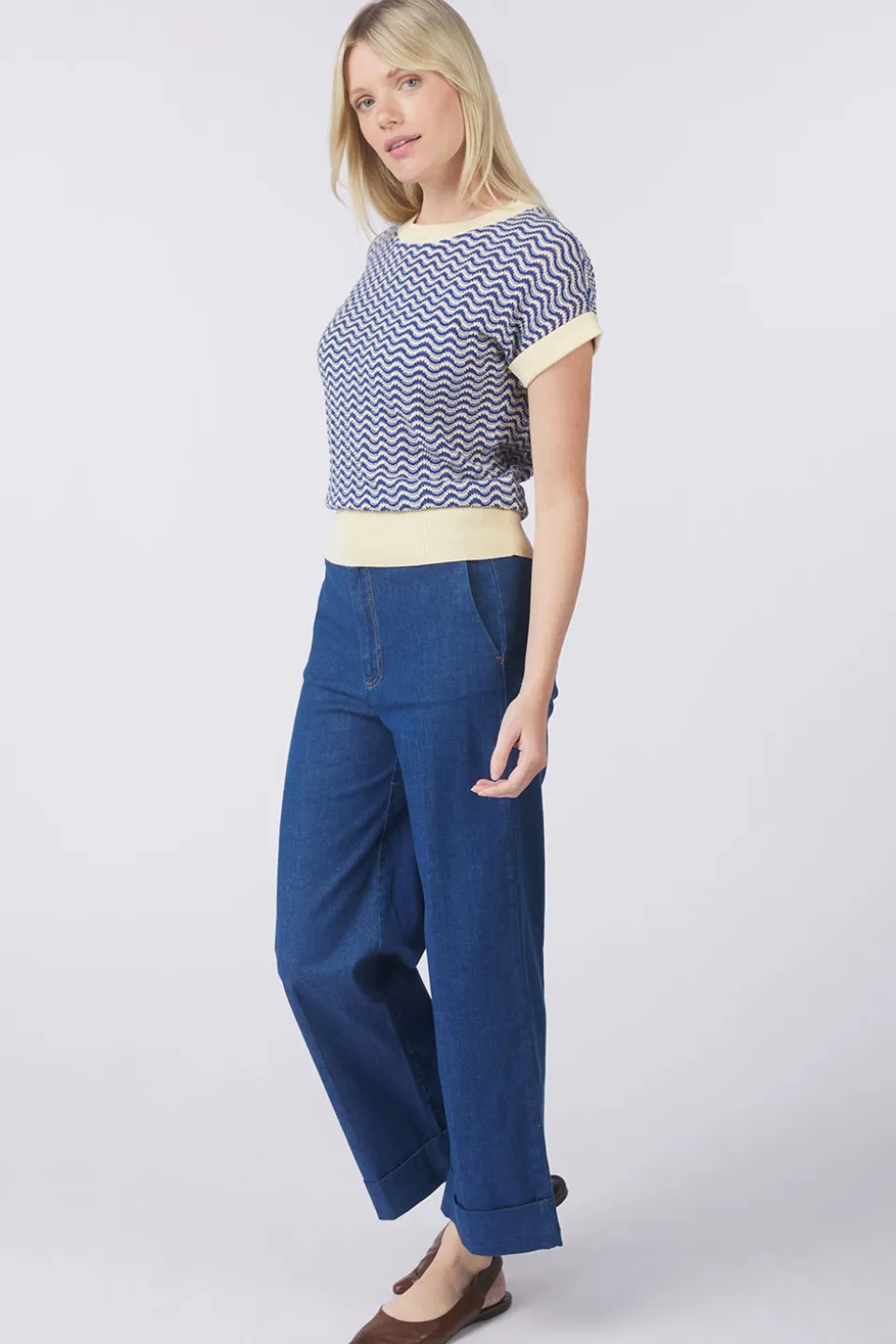 King Louie Trui Boatneck Top Tide