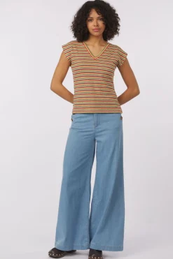 King Louie T-Shirt Double V Top Beebop Stripe