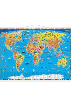 K&S DRUCKBUNT VERLAG Wereldkaart kinderen politiek geïl. met latjes K&S druckb.v.