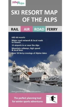 LASCELLES Ski resort kaart van de Alpen - spoor/lucht/weg/ferry (r)