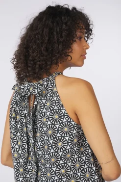 Marc O'Polo Blouse Woven Top, Flared Shape, Bow At Back, Print