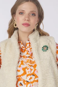 Pom Amsterdam Gilet Teddy Love Ecru