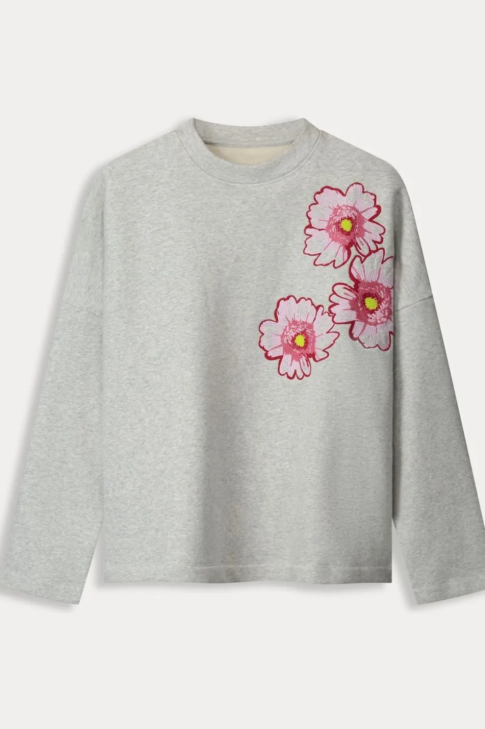Pom Amsterdam Trui Floral Grey Melange