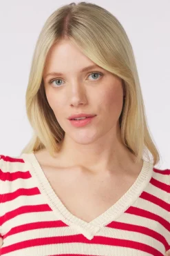 Pom Amsterdam Trui Striped Scarlet Red