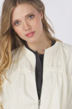 Yaya Blazer Nylon Cropped Bomber Jacket With Taping Detail
