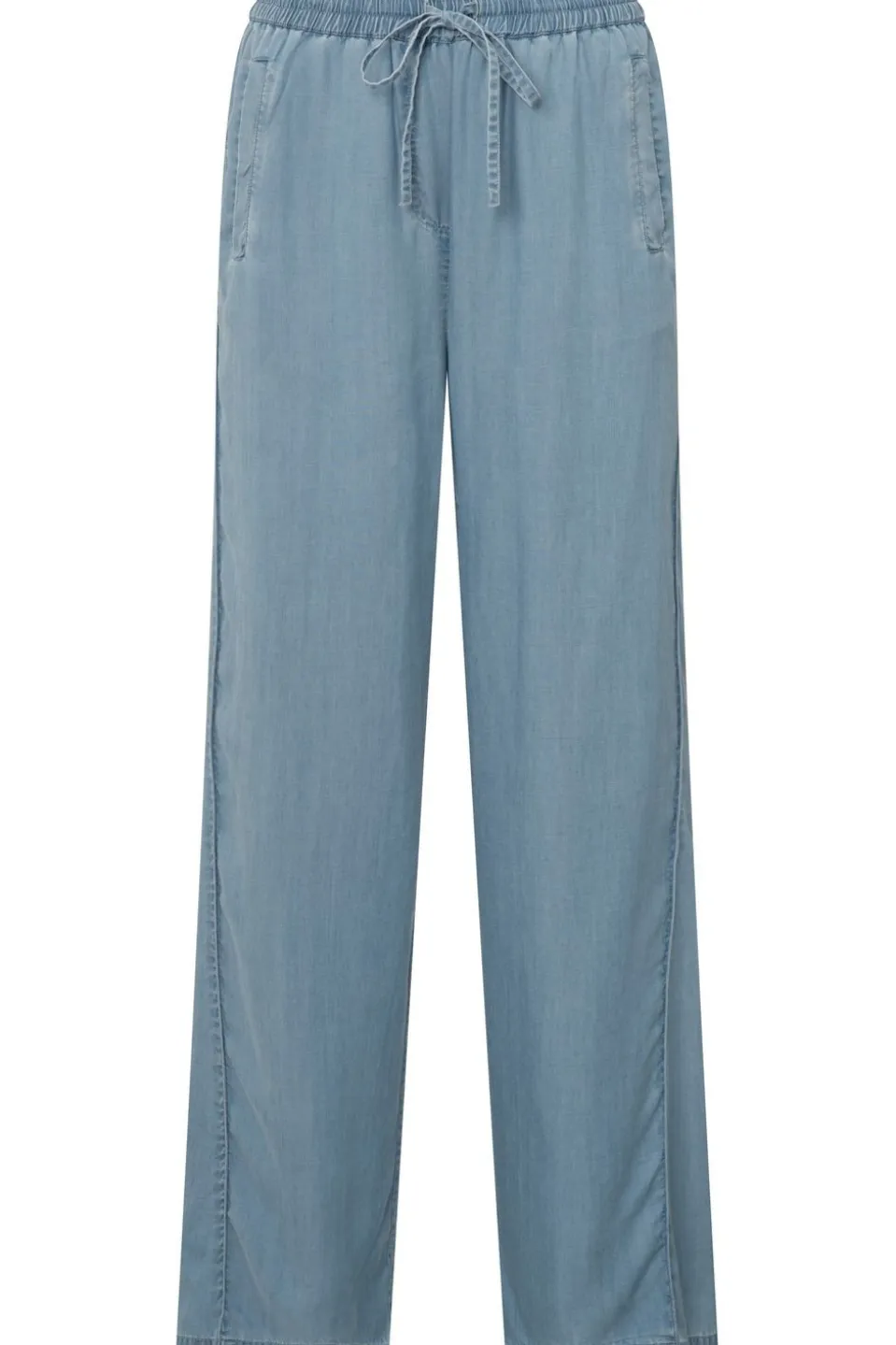 Yaya Broek Chambray Wide Leg With Elastic Waist