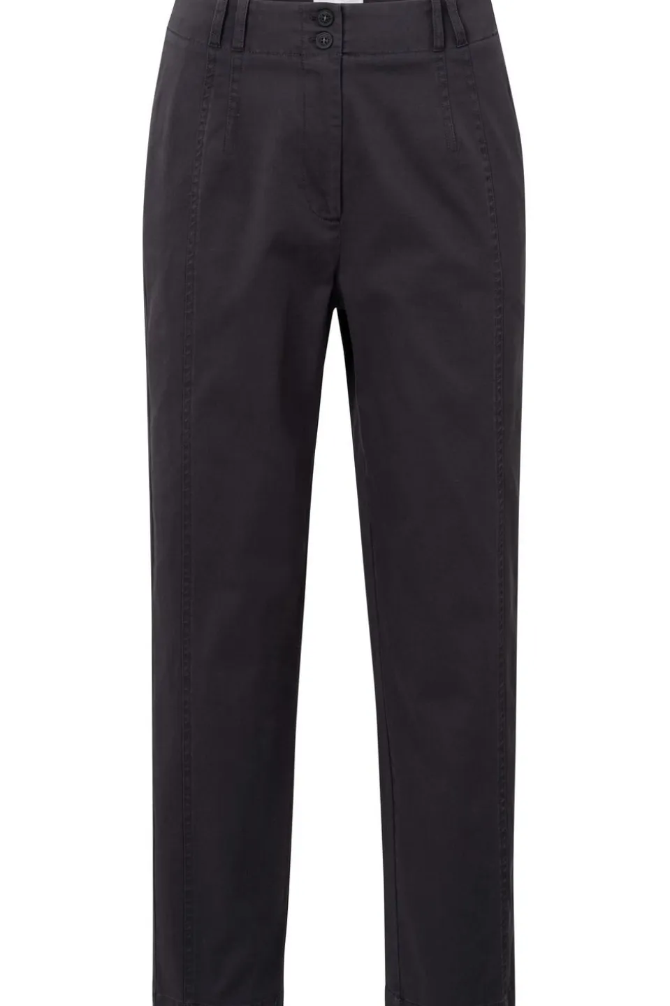 Yaya Broek Cotton Woven High Waist With Straight Leg