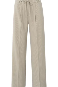Yaya Broek Woven Pistripe Wide Leg With Belt And Cor