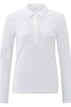 Yaya Polo Fine Rib Jersey Polo With Long Sleeves