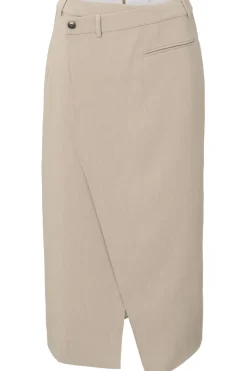 Yaya Rok Woven Melange Midi Skirt With A Symmetrical Effect