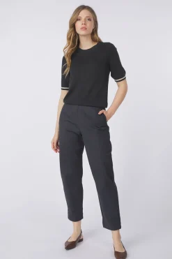 Yaya Trui Textured Round Neck Sleeve